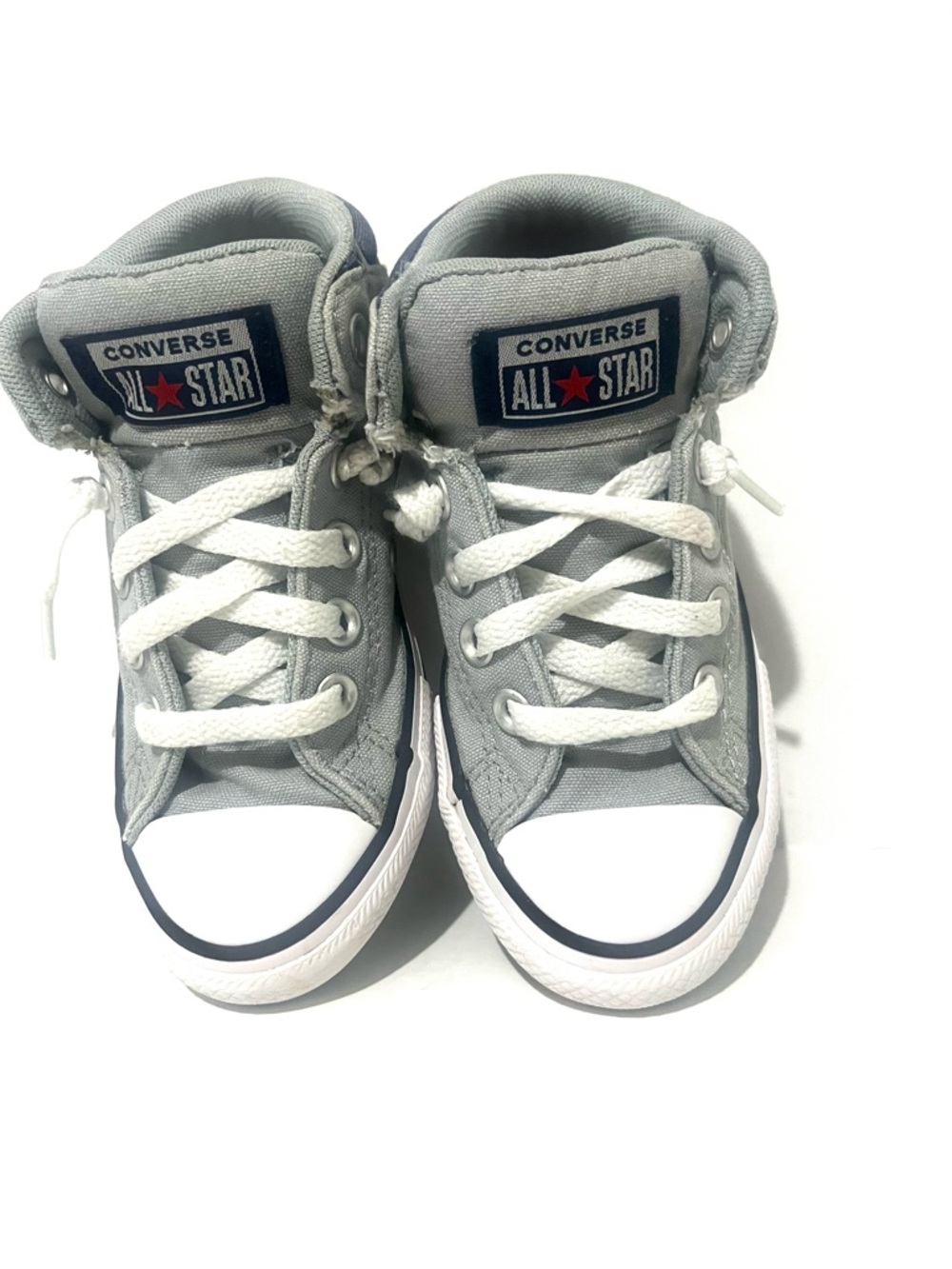 Converse Kids Gray and White High-Top All Star Sneakers